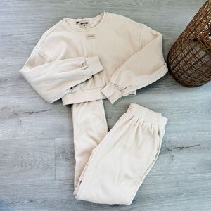 Cream Women's Ribbed Lounge Set